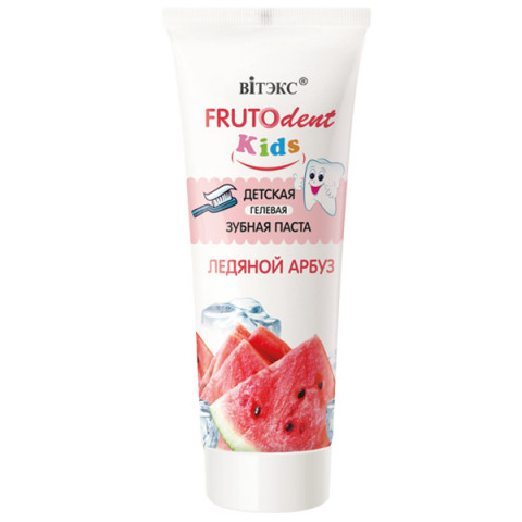 Паста зубная детская гелевая Витэкс ЛЕДЯНОЙ АРБУЗ без фтора FRUTOdent Kids, 65 г